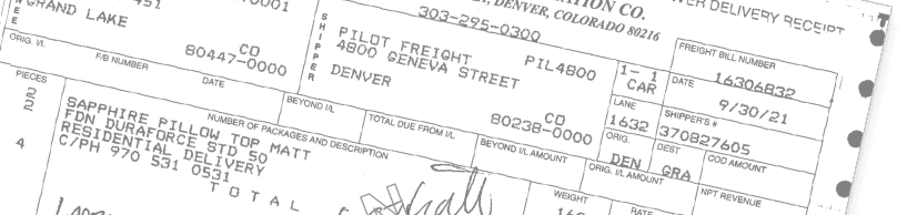 Sample Freight Bill Image